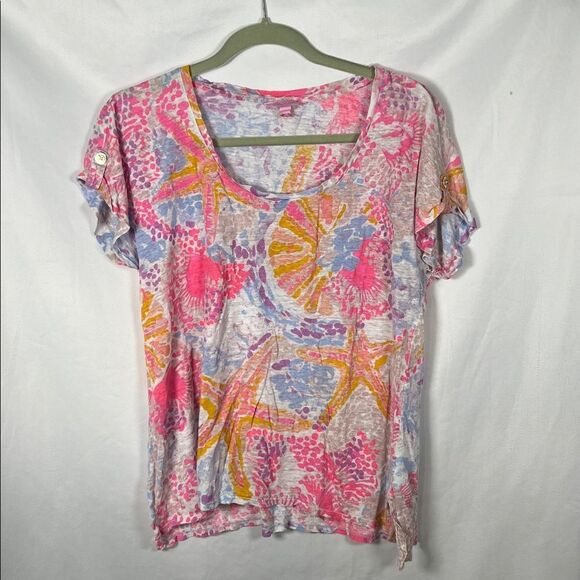 Lilly Pulitzer- Inara Linen Beach Top size Large - Picture 2 of 7